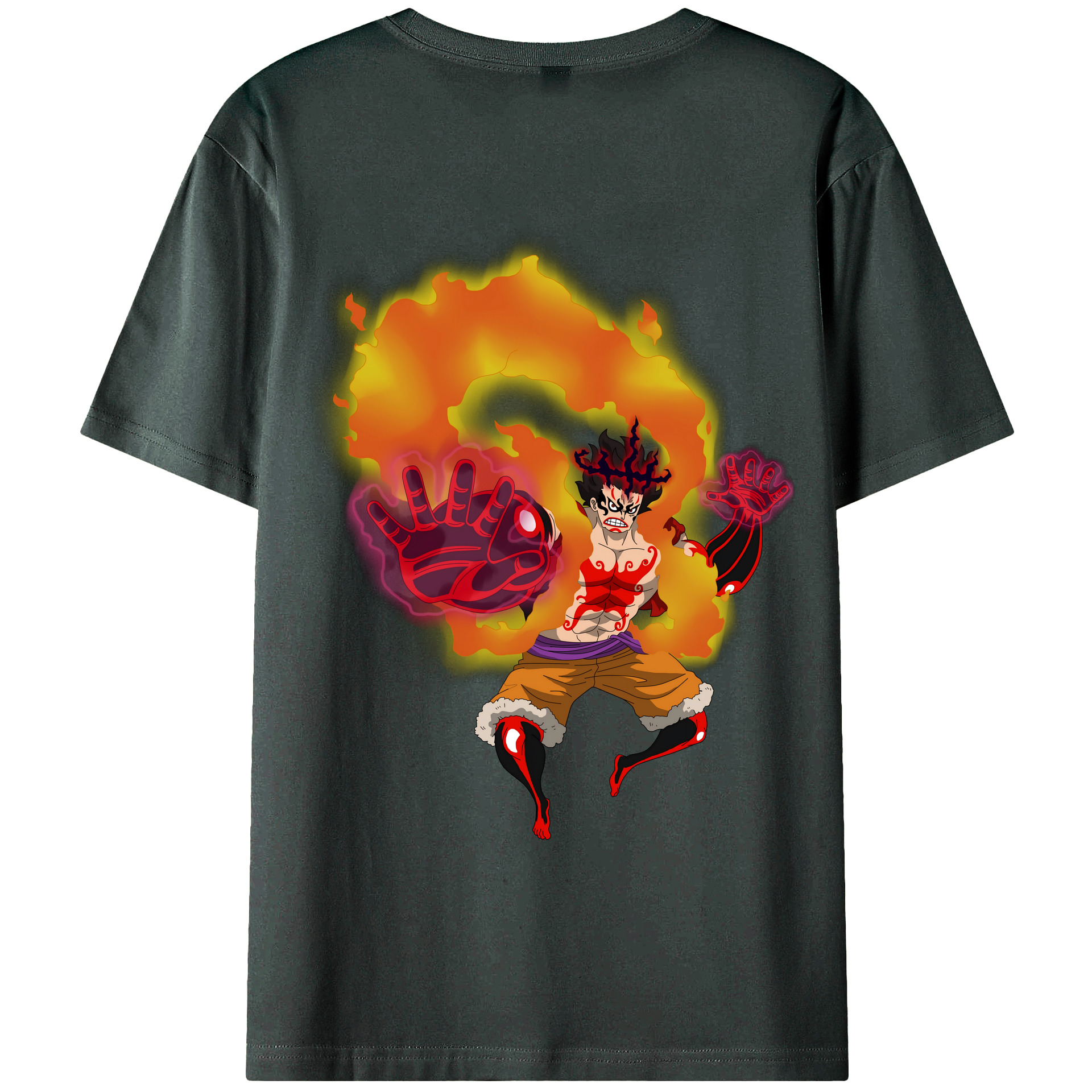 ワンピース モンキー・D・ルフィ ONE PIECE Monkey D. Luffy 綿100％ メンズ半袖Tシャツ（バックプリント） 通気性